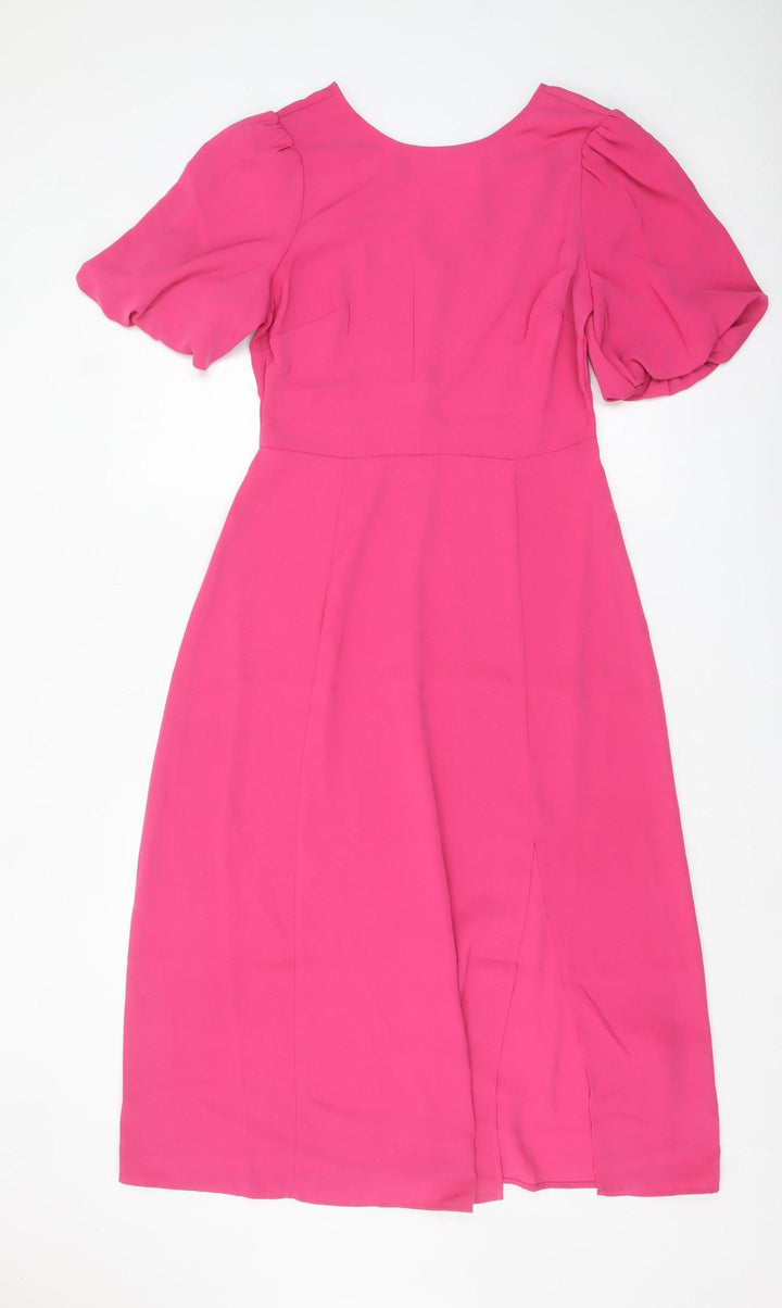 Warehouse Women’s Pink Fit & Flare Midi Dress Size 10