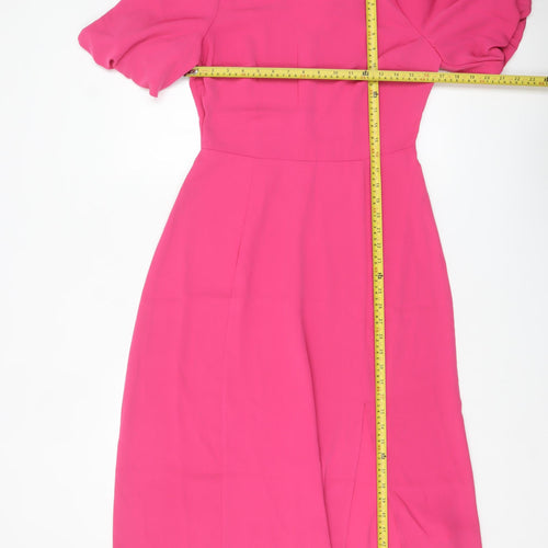 Warehouse Women’s Pink Fit & Flare Midi Dress Size 10