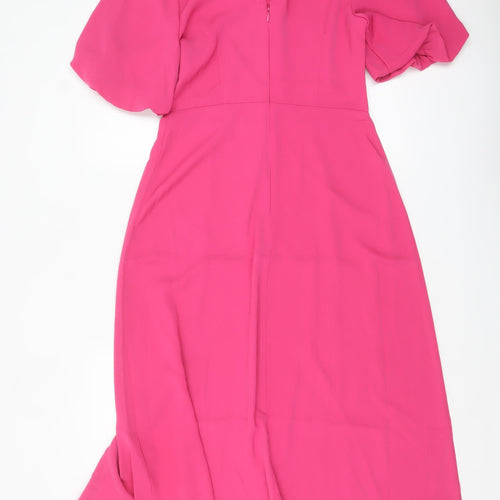 Warehouse Women’s Pink Fit & Flare Midi Dress Size 10