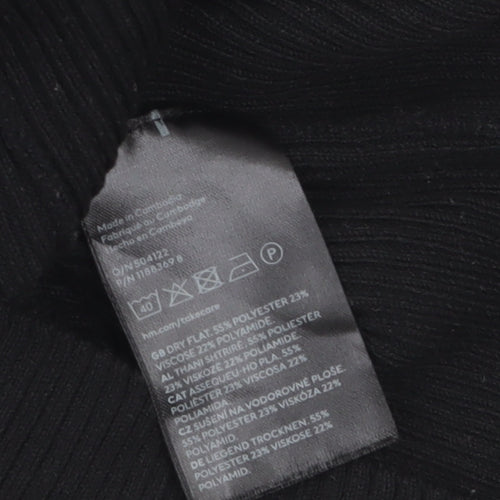 H&M Women’s Black Bodycon Midi Knit Dress Size M Long Sleeve