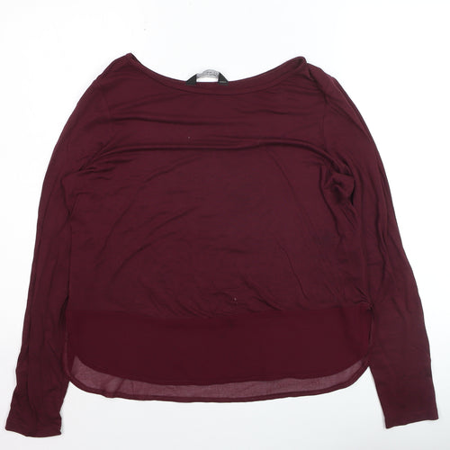 Dorothy Perkins Women's Red Long Sleeve Jersey Blouse UK 10