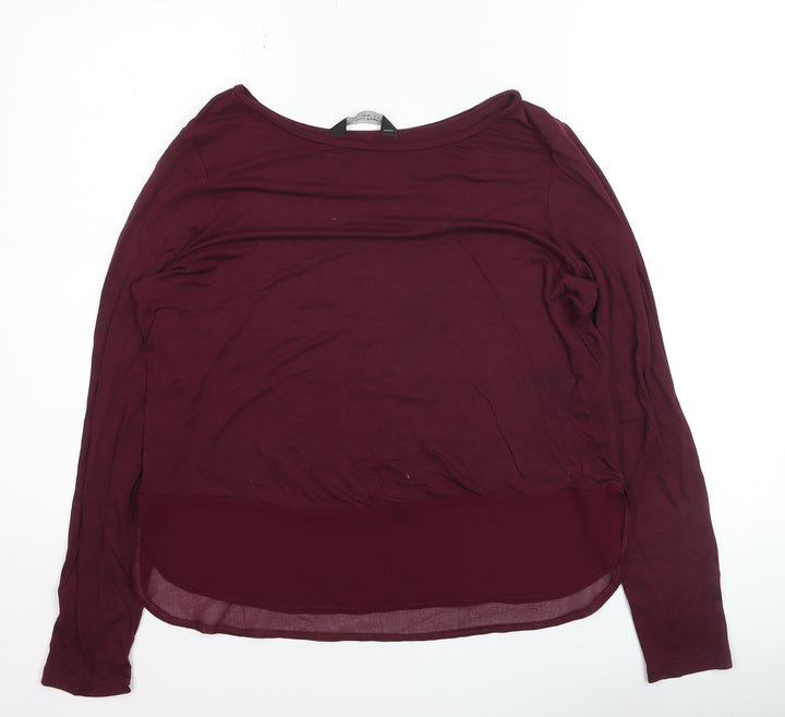 Dorothy Perkins Women's Red Long Sleeve Jersey Blouse UK 10