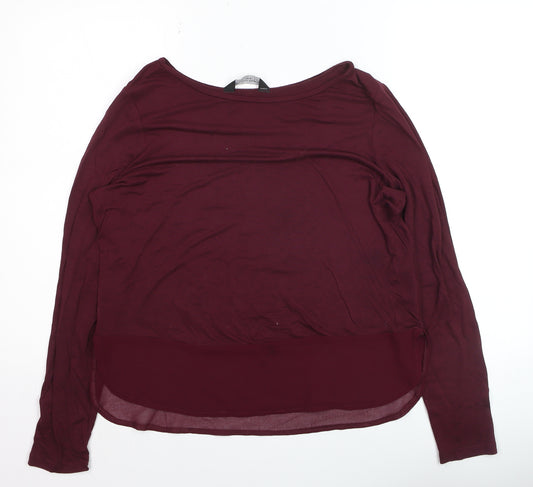 Dorothy Perkins Women's Red Long Sleeve Jersey Blouse UK 10