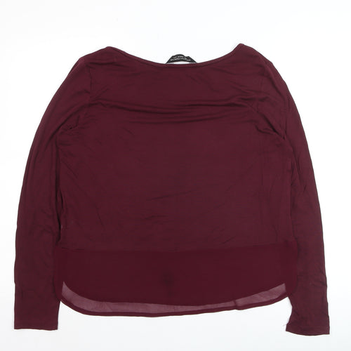 Dorothy Perkins Women's Red Long Sleeve Jersey Blouse UK 10