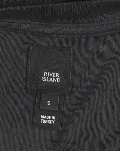 River Island Men's Black Colourblock Crew Neck T-Shirt Size S