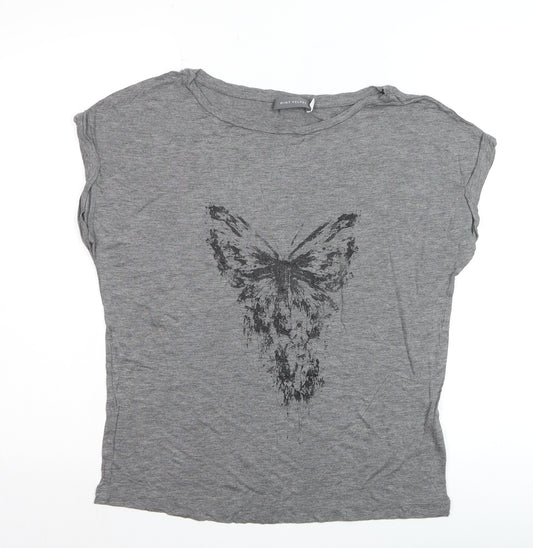 Mint Velvet Women's Grey Butterfly Print Viscose T-Shirt Size 12