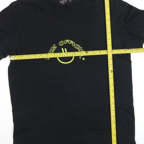 BoohooMAN Men's Black Graphic Smiley Logo Short Sleeve T-Shirt M