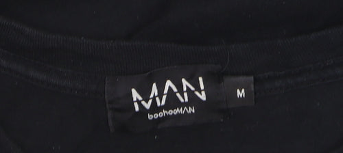 BoohooMAN Men's Black Graphic Smiley Logo Short Sleeve T-Shirt M