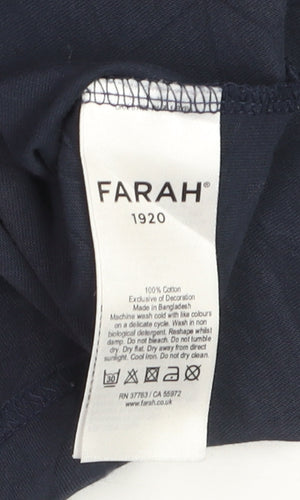 Farah Men’s Blue Crew Neck Cotton T-Shirt Size M Classic Fit