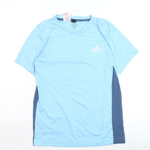 Adidas Boys Blue Short Sleeve Crew Neck Active T-Shirt Size 13-14 Years