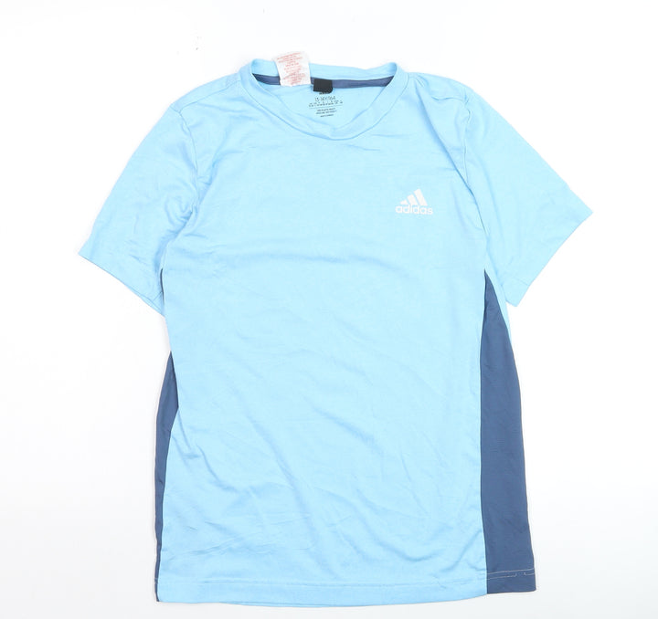 Adidas Boys Blue Short Sleeve Crew Neck Active T-Shirt Size 13-14 Years