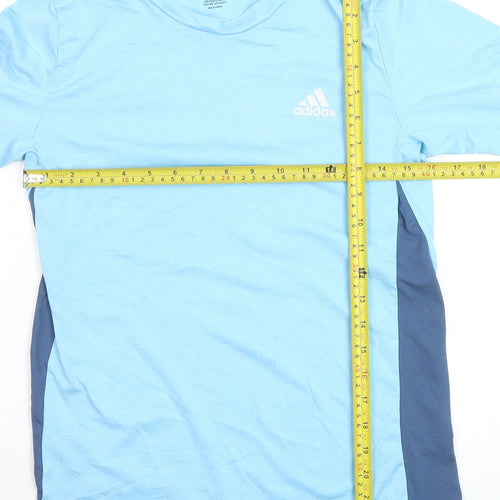 Adidas Boys Blue Short Sleeve Crew Neck Active T-Shirt Size 13-14 Years
