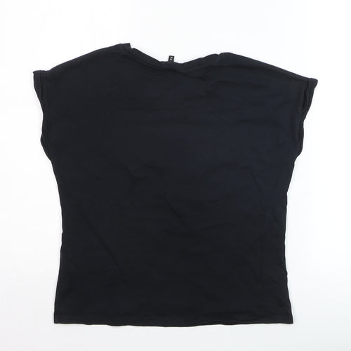 DKNY Women's Black XS Basic Cotton Blend Embroidered T-Shirt