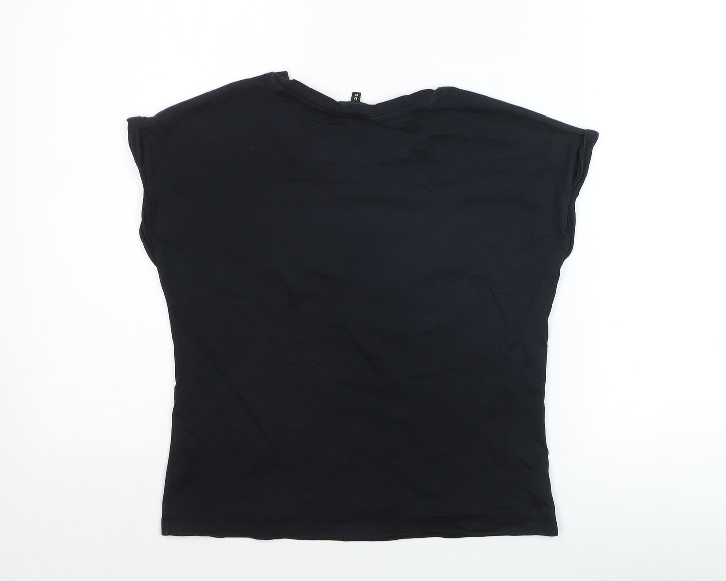 DKNY Women's Black XS Basic Cotton Blend Embroidered T-Shirt
