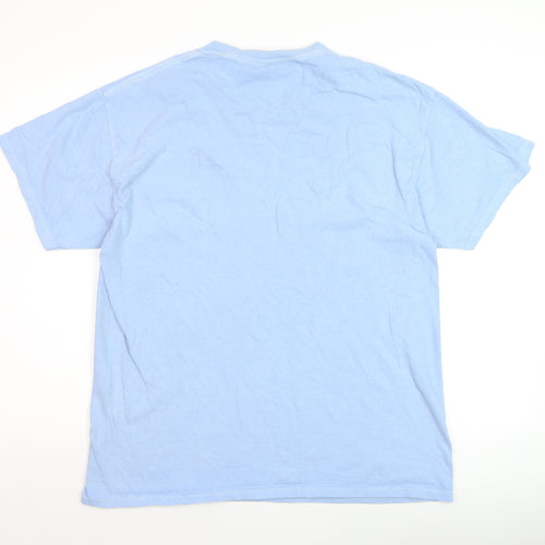 Collusion Men's Blue Graphic Print Cotton T-Shirt Size M