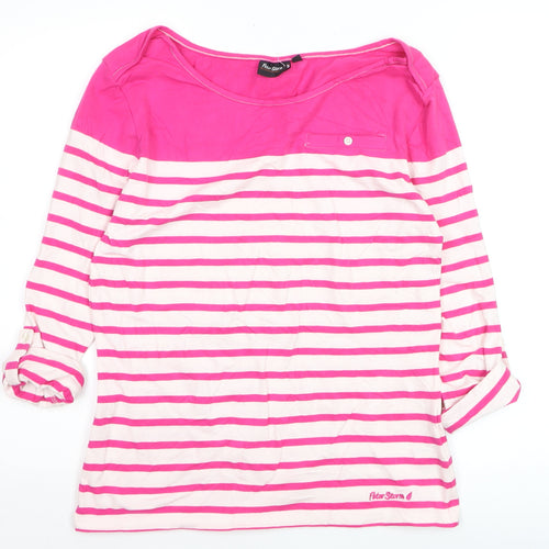 Peter Storm Womens Pink Striped 3/4 Sleeve Cotton Blend T-Shirt Size 14
