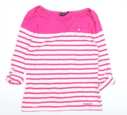 Peter Storm Womens Pink Striped 3/4 Sleeve Cotton Blend T-Shirt Size 14