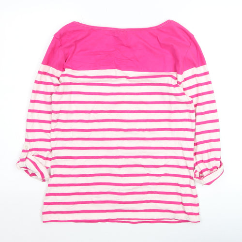 Peter Storm Womens Pink Striped 3/4 Sleeve Cotton Blend T-Shirt Size 14