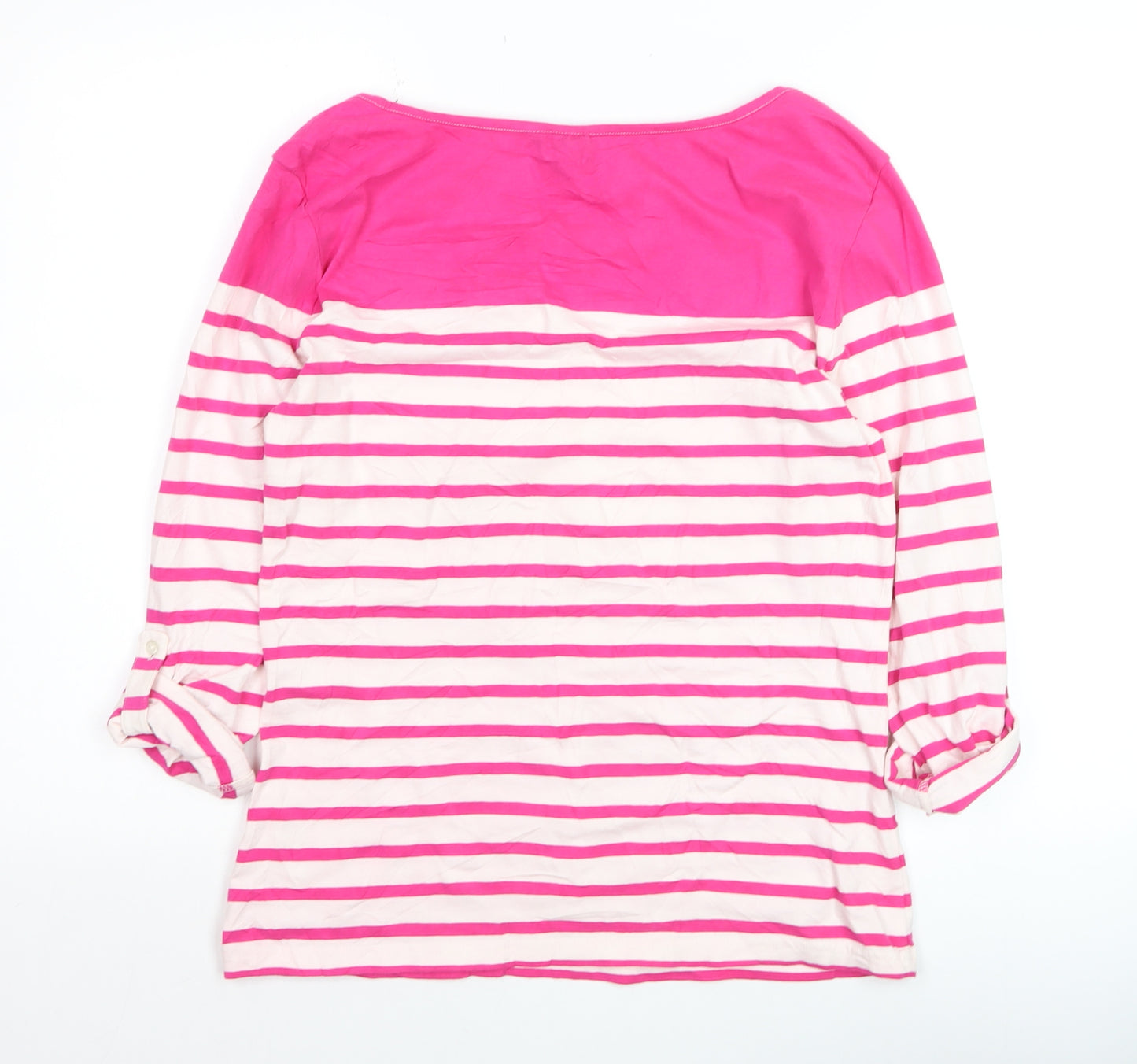 Peter Storm Womens Pink Striped 3/4 Sleeve Cotton Blend T-Shirt Size 14
