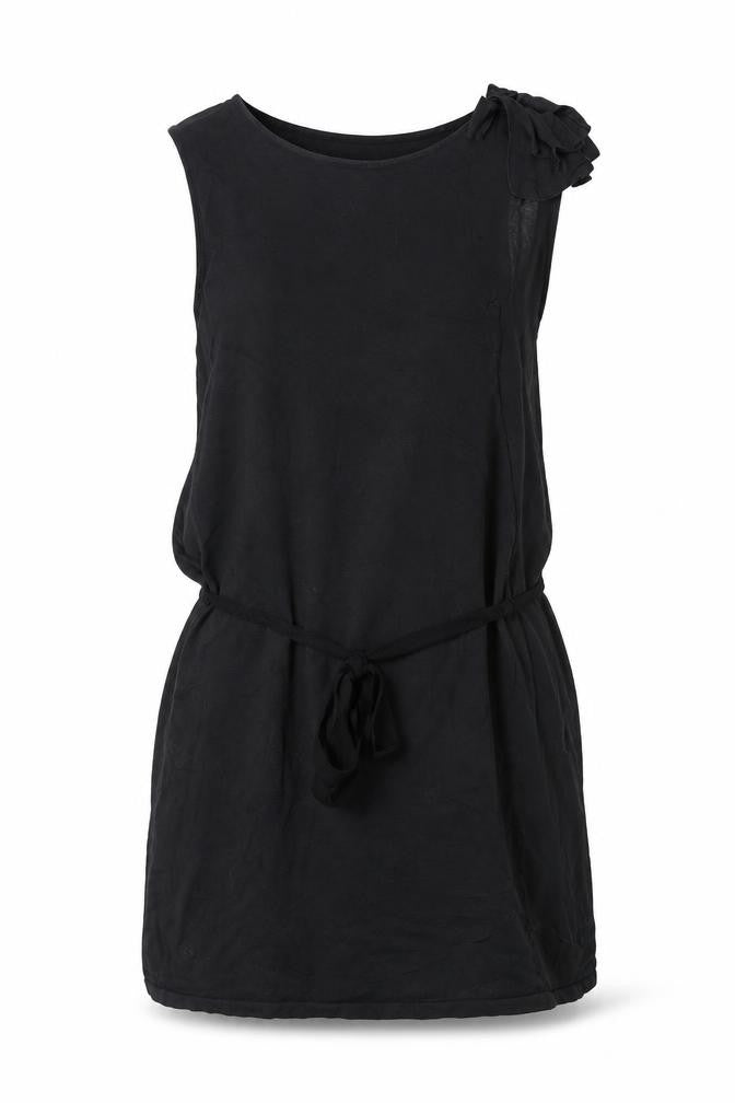 Front view of Hoss Intropia Women's Black Silk Blend Shift Dress, size S
