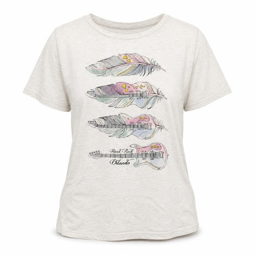 Hard Rock Womens Ivory Graphic Music T-Shirt Size L
