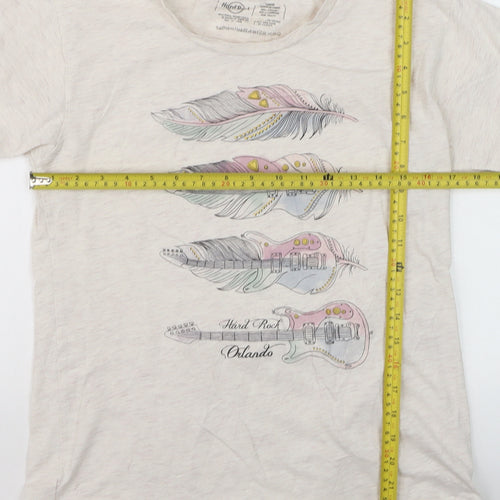 Hard Rock Womens Ivory Graphic Music T-Shirt Size L
