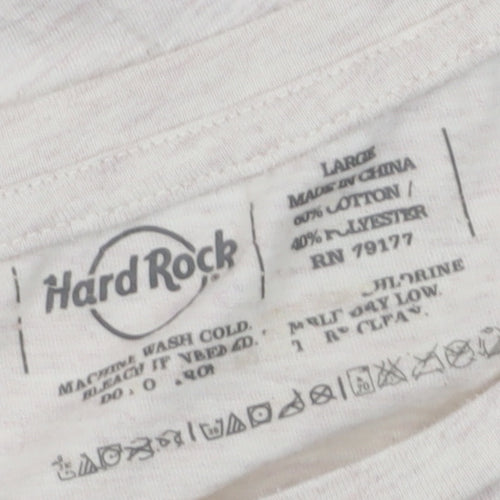 Hard Rock Womens Ivory Graphic Music T-Shirt Size L