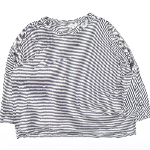 Hobbs Women's Blue Striped Long Sleeve Jersey T-Shirt Size M