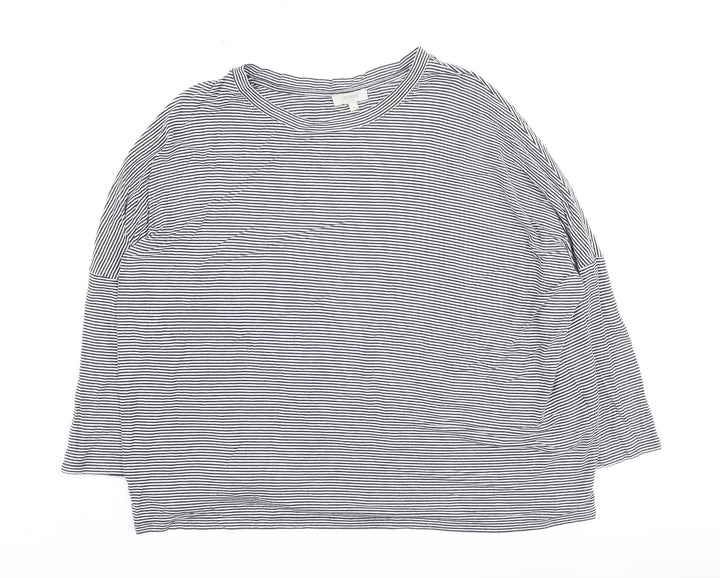 Hobbs Women's Blue Striped Long Sleeve Jersey T-Shirt Size M