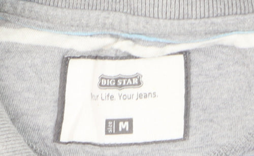 Dig Star Men's Grey Striped Cotton Polo Shirt Size M