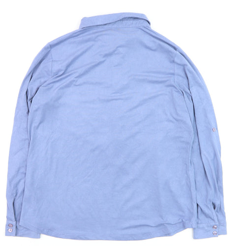 NED Men's Blue XL Polyester Blend Long Sleeve Dress Shirt