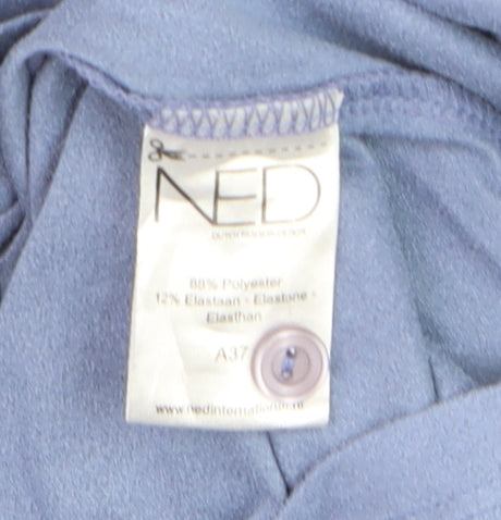 NED Men's Blue XL Polyester Blend Long Sleeve Dress Shirt