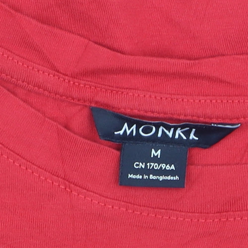 Monki Womens Red Cropped T-Shirt Medium Cotton Crew Neck Casual