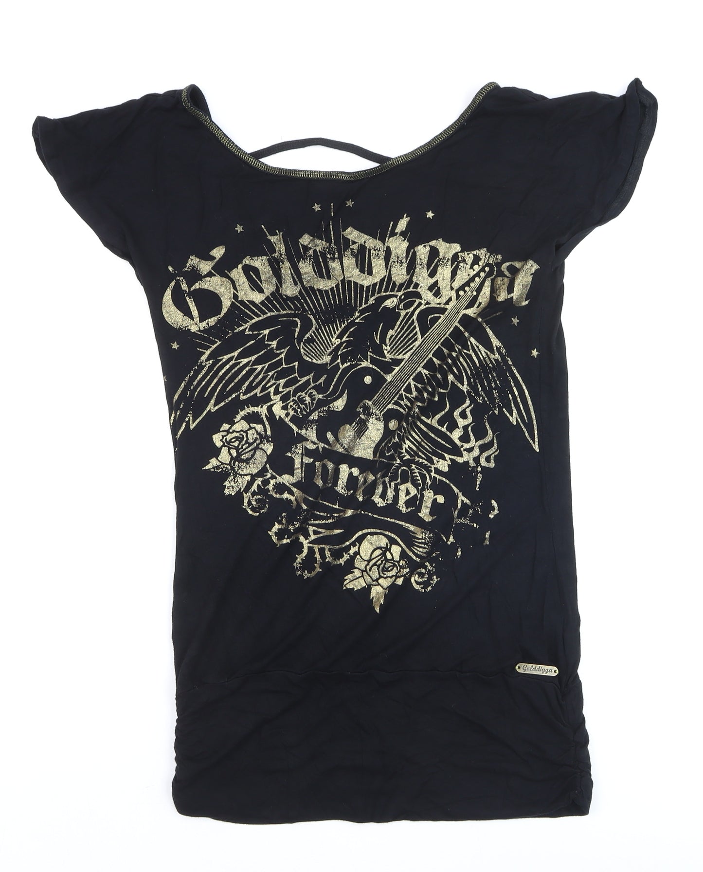Golddigga Women's Black Graphic Rock T-Shirt Size 12