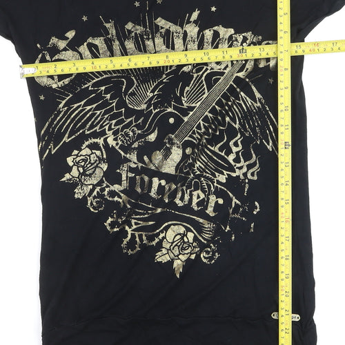 Golddigga Women's Black Graphic Rock T-Shirt Size 12