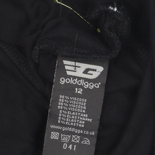 Golddigga Women's Black Graphic Rock T-Shirt Size 12