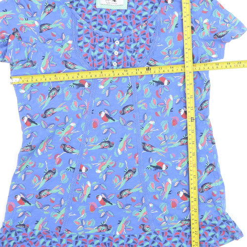 Marks and Spencer Per Una Women's Blue Bird Print Cotton T-Shirt Size 12