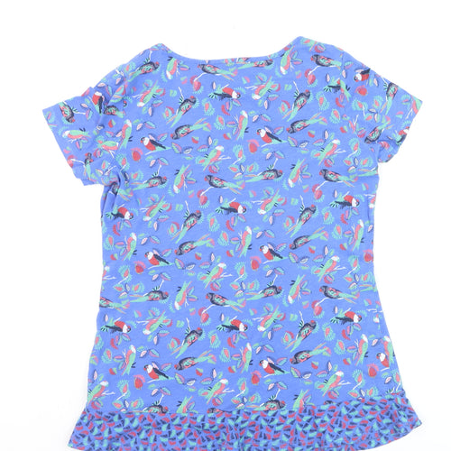 Marks and Spencer Per Una Women's Blue Bird Print Cotton T-Shirt Size 12