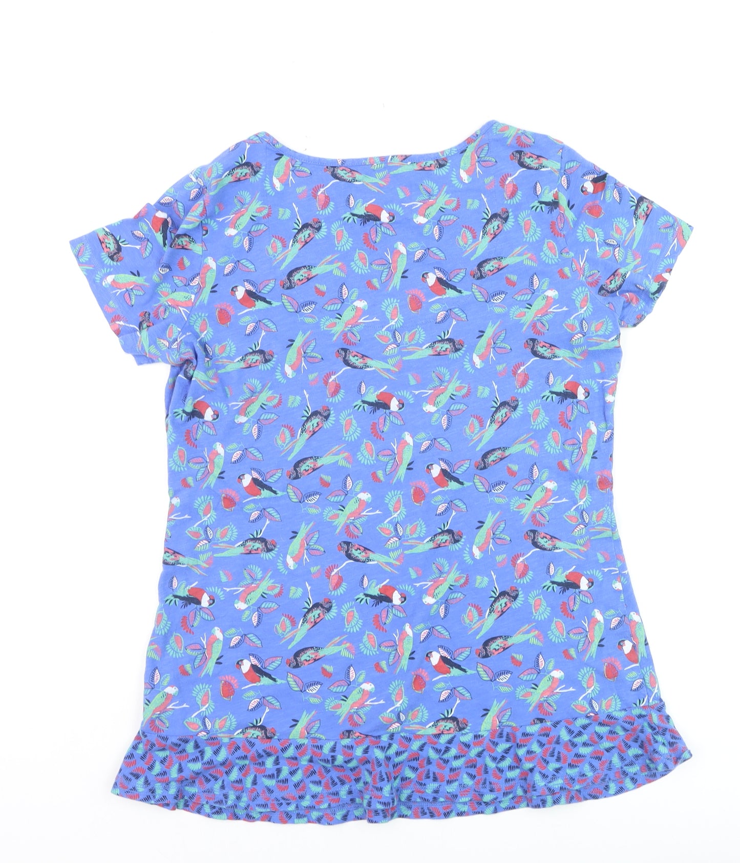 Marks and Spencer Per Una Women's Blue Bird Print Cotton T-Shirt Size 12