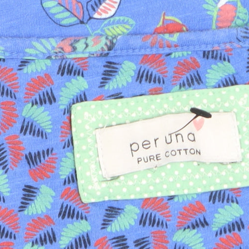 Marks and Spencer Per Una Women's Blue Bird Print Cotton T-Shirt Size 12
