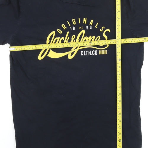 Jack & Jones Men’s Black Logo Graphic Crew Neck T-Shirt Size L