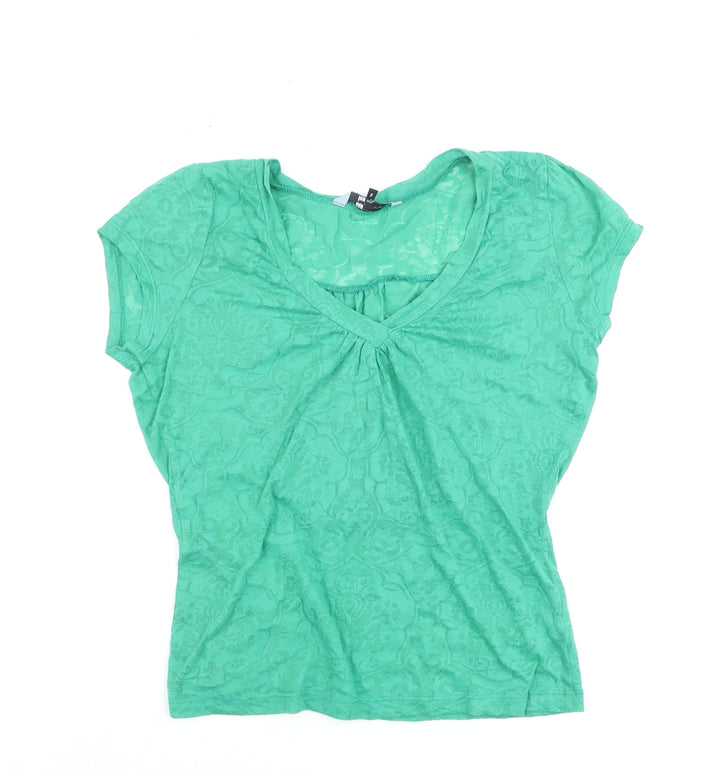Red Herring Women's Green Floral V-Neck Short Sleeve T-Shirt Size 12