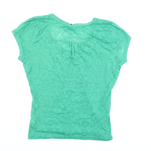 Red Herring Women's Green Floral V-Neck Short Sleeve T-Shirt Size 12