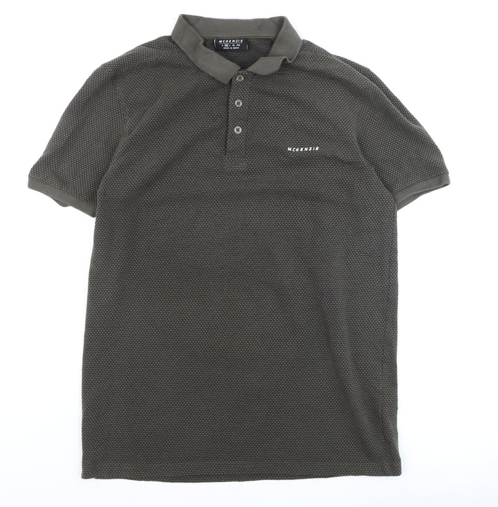 McKenzie Men’s Khaki Cotton Blend Short Sleeve Polo Shirt M