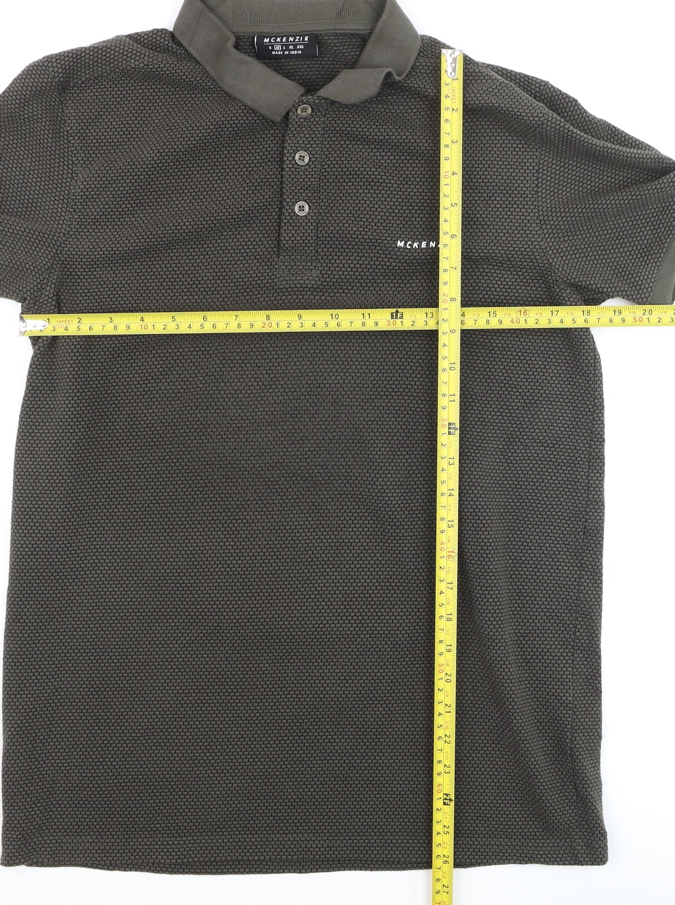 McKenzie Men’s Khaki Cotton Blend Short Sleeve Polo Shirt M