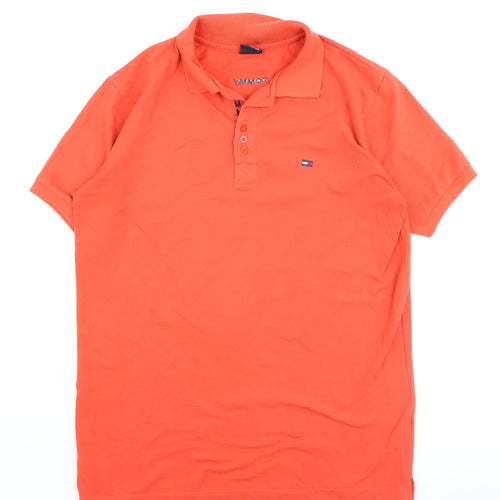 Tommy Hilfiger Men's Orange Cotton Classic XL Polo Shirt