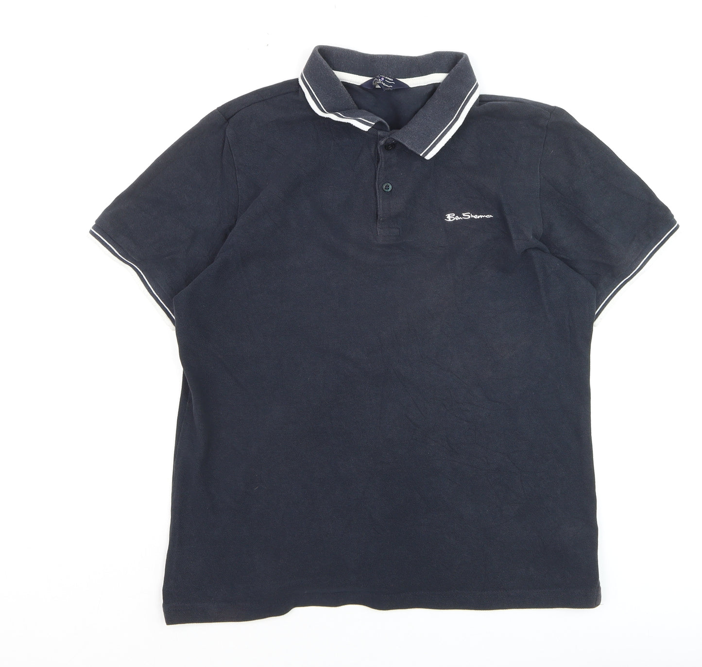 Ben Sherman Men's Blue Cotton Polo Shirt M Regular Fit