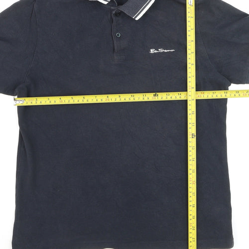Ben Sherman Men's Blue Cotton Polo Shirt M Regular Fit