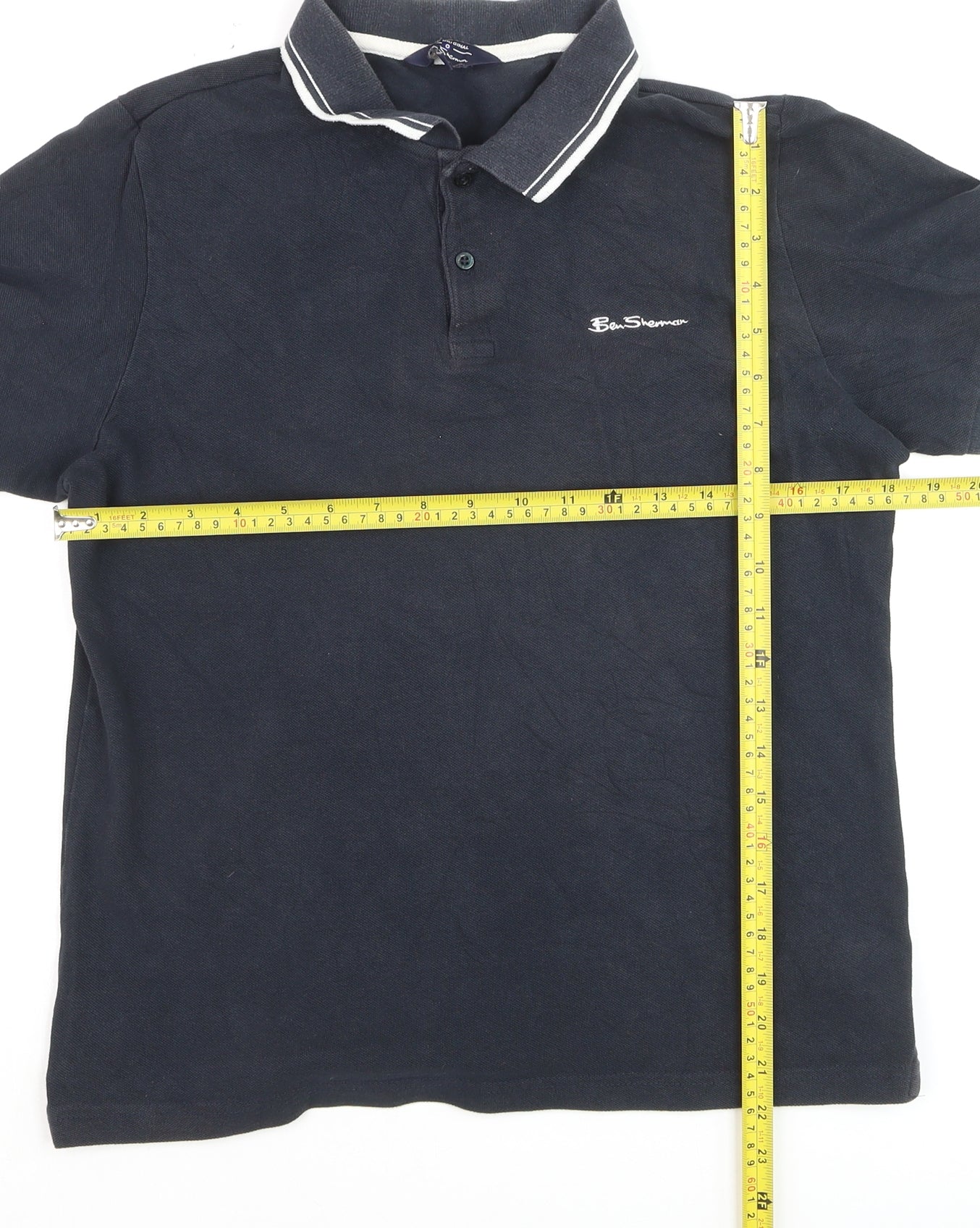Ben Sherman Men's Blue Cotton Polo Shirt M Regular Fit