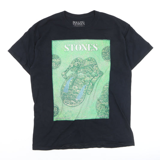 Rolling Stones Men's Black L Band Graphic Cotton T-Shirt